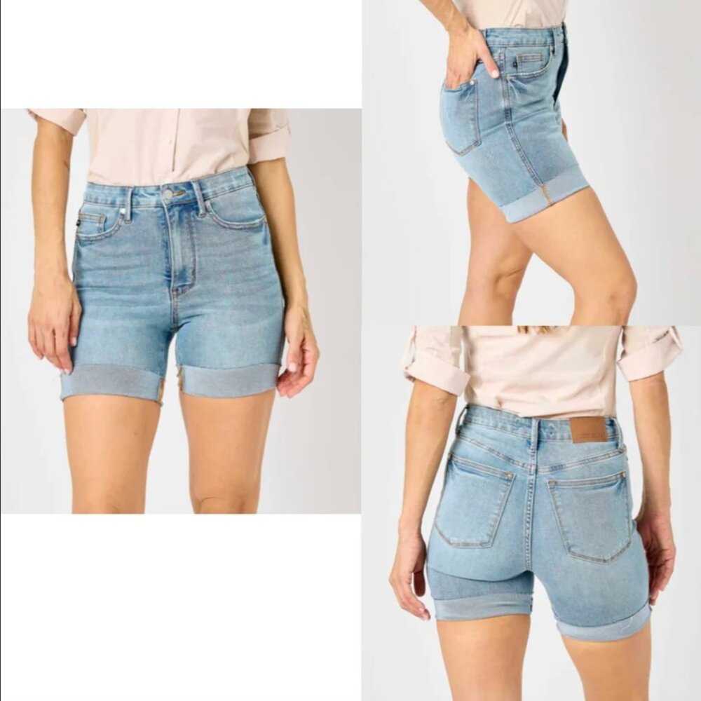 Judy Blue High Waist Tummy Control Cool Denim Shorts